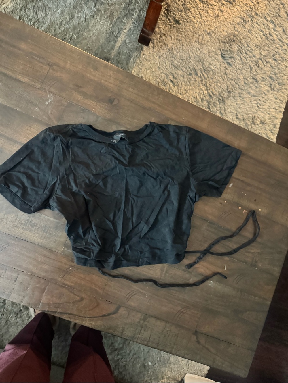 AllSaints Black Crop Top with Side Ties